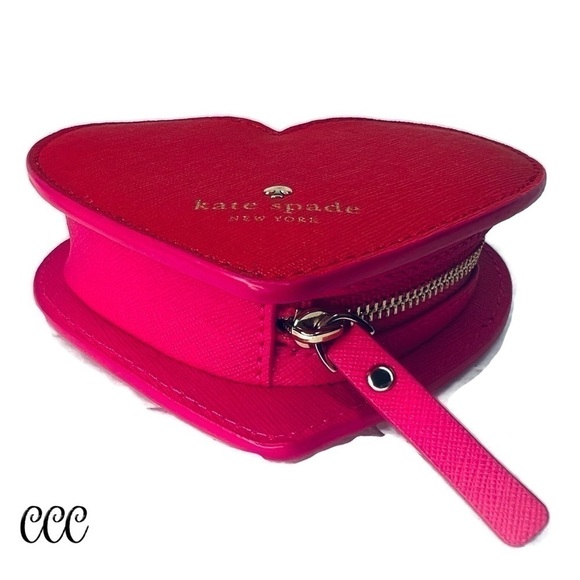 Kate Spade Heart of Gold Red Pink Coin Bag - Picture 7 of 16